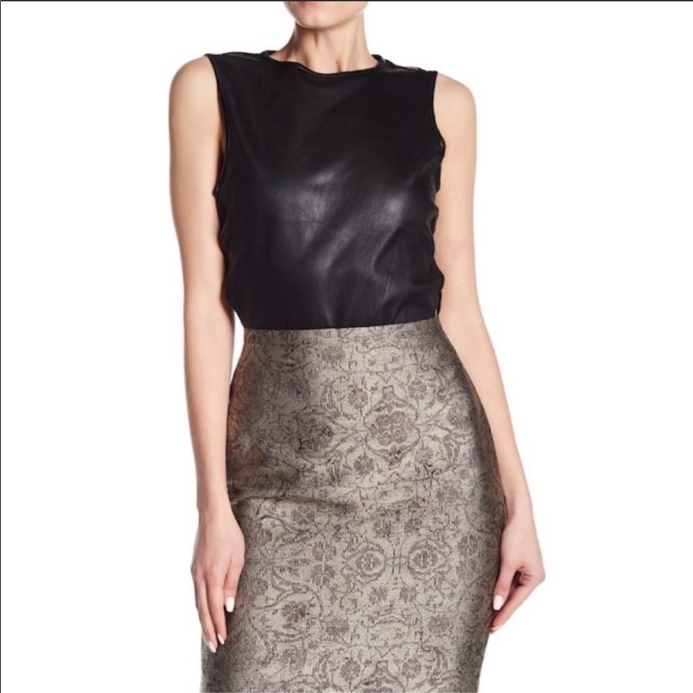 Lamarque Black Mesh Back Leather Bodysuit